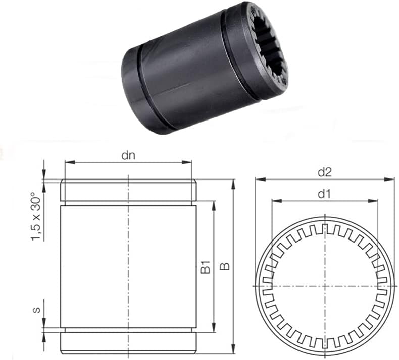 2db 12mm*22mm*32 mm-es precíziós lineáris csapágy hüvely műszaki műanyag persely kopásállóság korrózióálló fekete