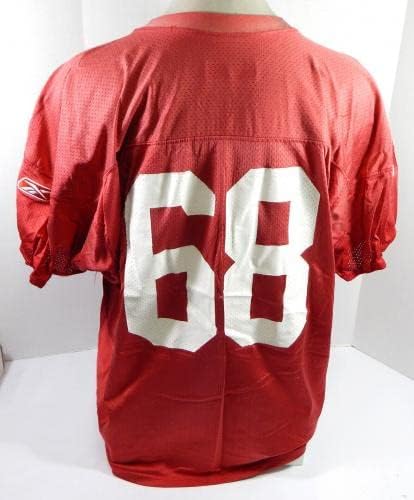 2009-ben a San Francisco 49ers Adam Snyder 68 Játékban Használt Piros Gyakorlat Jersey-XXXL 511 - Aláíratlan NFL Játék Használt Mezek