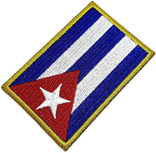 BP0010T 75 Kuba Ország Zászló Hímzett Javítás Arany Átnyúló Egységes Kart Kimonó, Vas-vagy Varrjuk