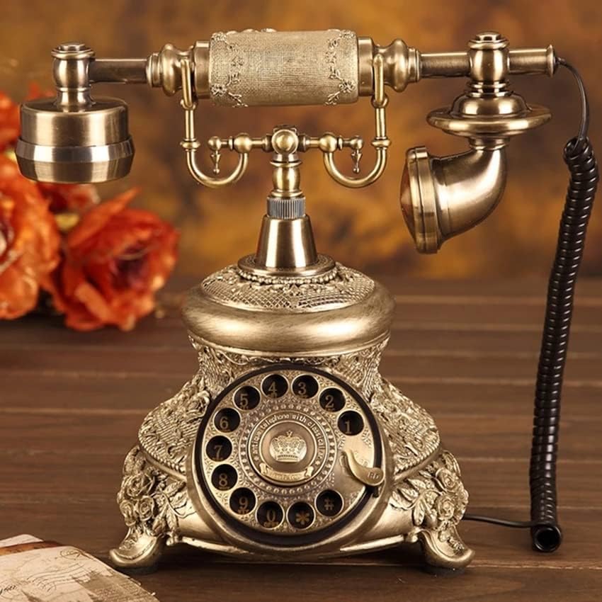 MJWDP Antik Arany, Vezetékes Telefon Vintage Retro Forgó Tárcsa Asztal Telefon Telefon Újrahívás, kihangosító, Otthoni Iroda Dekoráció