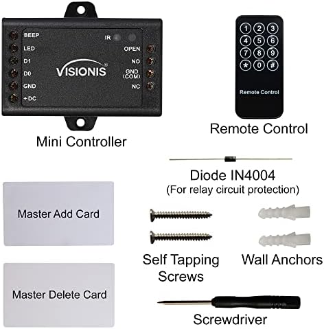 Visionis VIS-3008 Access Control Fekete Kültéri IP68 Vízálló Billentyűzet, Valamint Kártya Olvasó Önálló Mini Vezérlő + Wiegand 26,