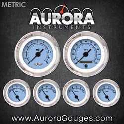 Aurora Eszközök 6395 Rider Kék Metrikus 6-Es Szett Jelkép (Fekete Vintage Tűk, a Chrome Trim Gyűrűk, Stílus Készlet Telepítve)