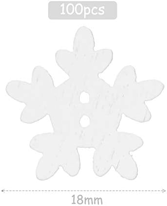 100 Db Hópehely Gombok Karácsonyi Fa 18mm Fehér Gombok a Kötés, Varrás, DIY Scrapbook Kézműves Karácsonyi Dekoráció