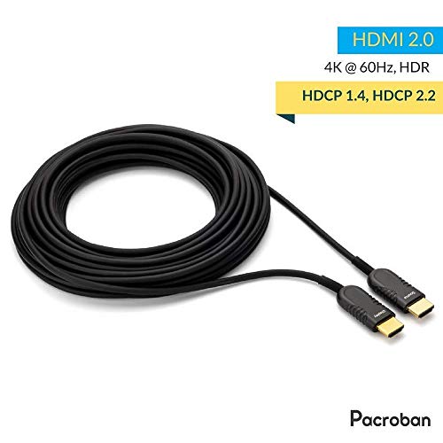 Pacroban Ultra Slim Optikai HDMI Kábel 100ft 4K-60Hz, HDR, HDCP 2.2, 18Gbps, Aktív, Nagy Sebességű, Kiváló Videó Felbontása