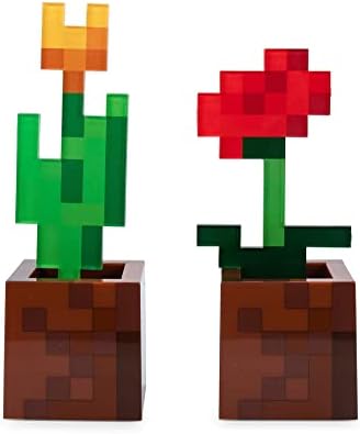 Minecraft Orange Tulip de Poppy Virág, Fű Hangulat Fények, a Készlet 2 | Éjjeliszekrényen asztali Lámpa LED-es Hálószoba, Zuhanyzó, Nappali