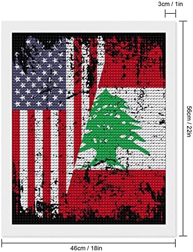 Évjárat Libanon USA Zászló Gyémánt Festmény Készletek Felnőtt Cross Stitch DIY Festék, Art Képek Kézműves Home Office Fali Dekor 16x20