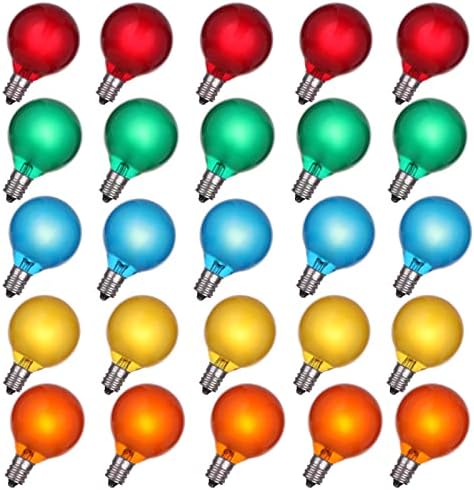 NIOSTA 25 Pack G40 Globe Karácsonyi Izzók Cseréje, Kék, Átlátszó Üveg, Izzó, Izzók, E12/C7 Gyertyatartót Bázis, UL Terasz String Lámpák Izzók