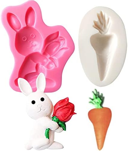 3D Húsvéti Nyuszi Szilikon Penész & 10 Üdvözlőlapok, Kreatív DIY Nyúl Ajándék Doboz Romantikus Buli, Születésnapi, Csokoládé Fondant