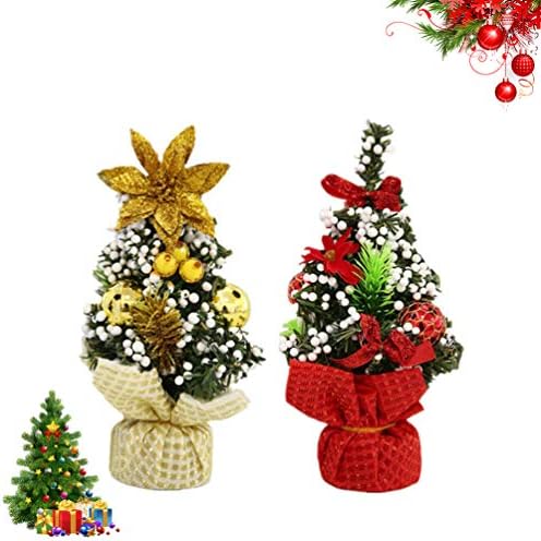 NUOBESTY 2db Asztali Mini karácsonyfa a Csillogó Virág-Labda Asztali Karácsonyi Fenyőfa Díszek Karácsonyra Szoba, Autó Dekoráció