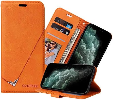 IVY PU Bőr Flip Cover Tárca Esetben Kompatibilis az iPhone 12 Pro Max - Narancs