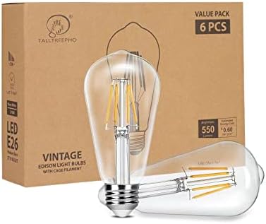 Talltreepho Vintage Edison LED Izzó 50W Egyenértékű, 550 Lumen 5W Antik LED Izzók, ST58 Szabályozható Edison-Izzó, 2700 Kelvin Meleg