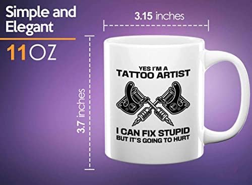 Flairy Föld Tetováló Művész Bögre 11oz Fehér - fájni fog - Tetoválás Ajándékok Borravaló Bőr Mély Ink Tattoo Szerető Tetoválás Tattooist