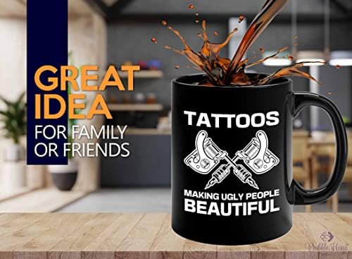 Flairy Föld Tetováló Művész Bögre 11oz Fekete - csúnya emberek, gyönyörű Tetoválás Ajándékok Borravaló Bőr Mély Ink Tattoo
