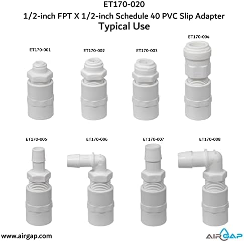 1/2 hüvelykes FPT X 1/2-es MENETREND 40 PVC CSÚSZIK ADAPTER (2 db. tartalmazza)