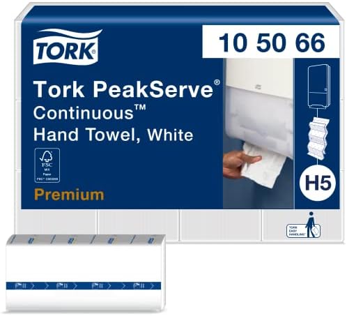 Tork PeakServe Folyamatos Papír kéztörlő, Fehér, H5, Prémium, Tömörített, 12 x 270 lap, 105066