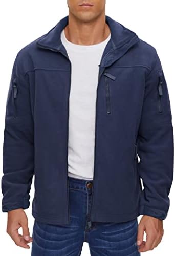 MAGCOMSEN Férfi Teljes Zip Fleece Kabát Alkalmi Állni Gallér Outwear Téli Taktikai Kabátok Meleg Kabát