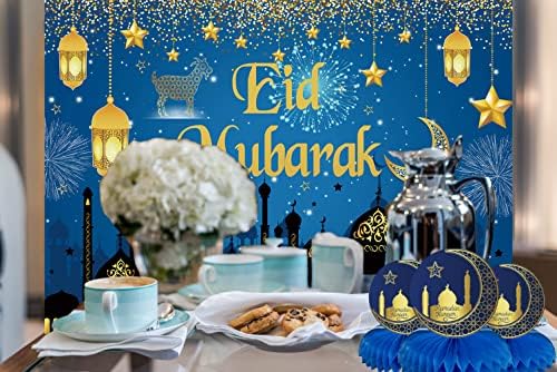 9PCS Eid Mubarak Honeycomb Asztaldíszek Ramadan Kék Hold Kareem Fél Asztal Dekoráció Muszlim Eid Adha Dekorációs Kellékek