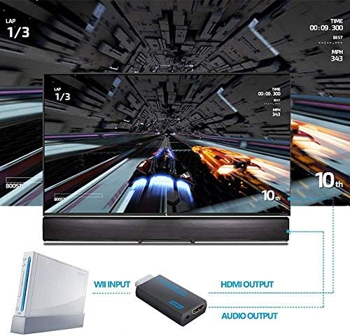 MCN Wii, HDMI Átalakító Adapter, Mcxan Video AV-Adapter hdmi 1080p, 720p Csatlakozó Kimeneti Videó & 3,5 mm-es Audio(Fekete)-Támogatja