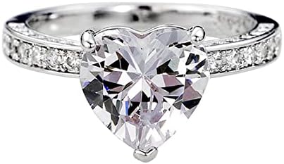 2023 Nők Szerelmes Szív Gyémánt Cirkónia Eljegyzési Gyűrű Esküvői Gyűrű Méret 9 Gyűrűk Nők számára (Ezüst, 8)