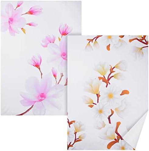 2 Db Virágos Fehér Magnólia kéztörlő Virágos Rózsaszín Magnolia kéztörlő Tavaszi Virágok Törülközőt Fürdőszoba Esküvői Baba