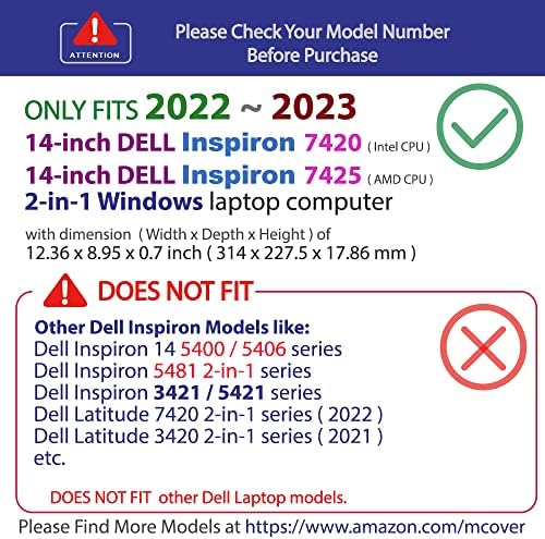 mCover Esetben CSAK Kompatibilis 2022～2023 14 Dell Inspiron 7420/7425 2-in-1 a Windows Notebook Számítógép (NEM Illik Más Dell Modell) - Rózsaszín