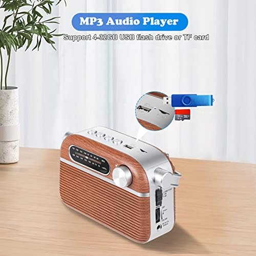 Hordozható Retro AM FM Rádió Bluetooth Beszélni, Támogatja az USB-Micro SD Kártya MP3 Lejátszó, Akkumulátoros Analóg Rádió-Vagy HÁLÓZATI
