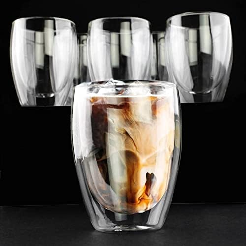 HGGDKDG 6pc 350ml Dupla Fal Tea Üveg pohár Sört, Kávét Kézzel készített Kreatív Ital Átlátszó Drinkware (Szín : Egy, Méret : Egy méret)
