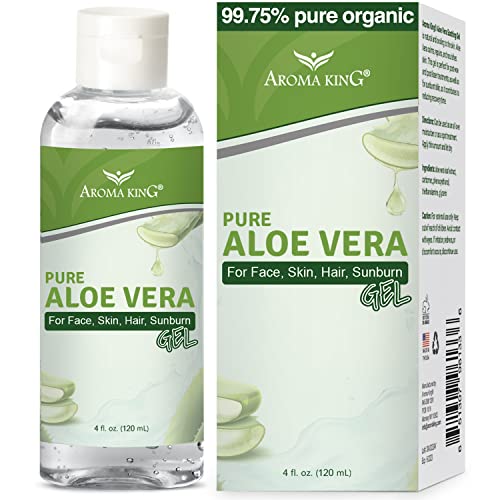 aroma király Aloe Vera Nyugtató Gél - os Tisztaságú Aloe Levél Arc & Body Után Sun Care - leégésre. (4 Oz)