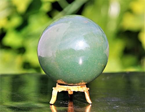 Természetes Polírozott Zöld Aventurine Kvarc Kristály Kő Gömb Arany Állni (70mm) Csakrák Gyógyító Nyers Labdát Arany Állni a Meditáció