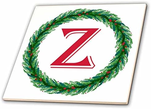 3dRose Karácsonyi Koszorú Monogram Z Piros Kezdeti, SM3DR - Csempe (ct_353369_1)