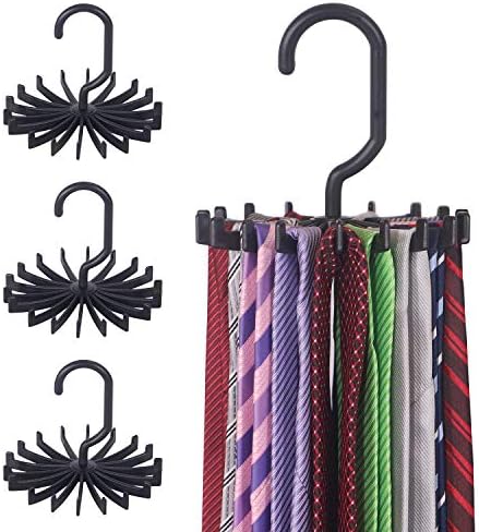 4 Csomag Nyakkendő Rack Fogas Jogosultja Horgok Szervező a Férfi, 360 fokban Elforgatható Nyakkendő Állványok, Fekete