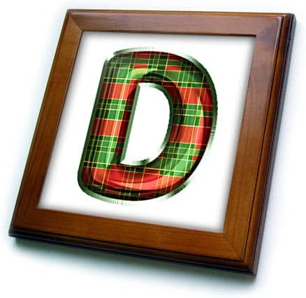 3dRose Aranyos Piros-Zöld Kockás Karácsony Monogram Kezdeti D - Keretes Lapok (ft-371611-1)