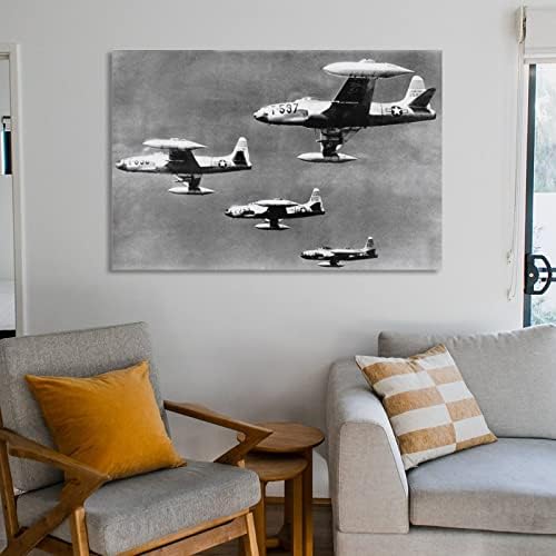 Fekete-Fehér Wall Art Négy F-80 Jet Fighter Wall Art Harci Küldetés Katonai Poszter Vászon Festmény, Poszterek, Nyomatok, Wall Art Képek