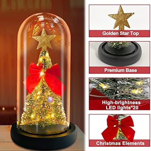 TURNMEON LED karácsonyfa Üveg Búra Piros Masni Csillag, Havas Üveg Ecsettel karácsonyfa Dekoráció, Otthon Beltéri Asztali Karácsonyi