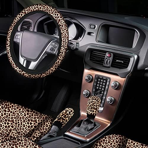 26 Darab Leopard Nyomtatási Autó Tartozékok Beállítása Leopárd üléshuzatok Teljes Szett, Leopárd Kormánykerék-Fedezze Leopárd