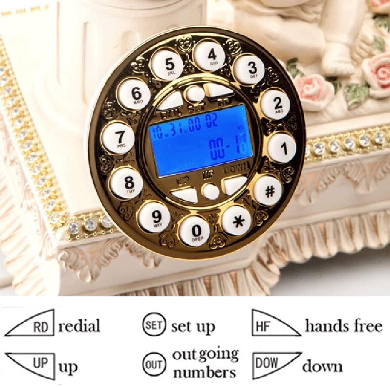 ZYKBB Antik Vezetékes Telefon, Vintage Fix Vezetékes Telefon Ámor Európai Gyanta Hívófél-AZONOSÍTÓ Hands Free Home Office
