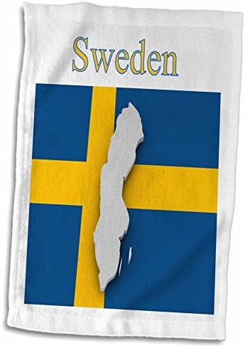 3D-s Rózsa TWL_243570_1 Kép Egzotikus Svédország Térkép A svéd Zászló Törölközőt, 15 x 22