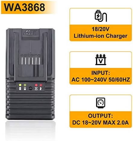 2 Csomag 20 Voltos 6.0 Á WA3578 Akkumulátor WA3868 Töltő Kompatibilis Worx 20V Lítium Akkumulátor WA3525 WA3520 WA3575 WG151s WG155s
