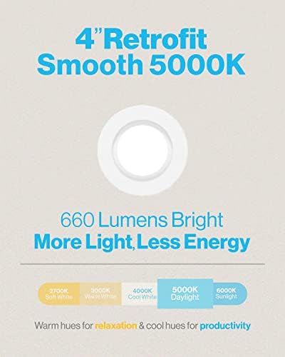 Sunco LED Süllyesztett Világítás 4 Hüvelykes, 24 Pack 5000K Nappal 50,000 Óra Élettartam, Szabályozható Lehet Fények, Sima Berendezés,