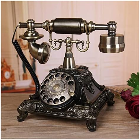 Vezetékes Telefon, Vintage Telefon/Retro Telefon Fa Funkcionális Forgó Tárcsa,Vezetékes Telefonok Bronz Fém FinishTelephone