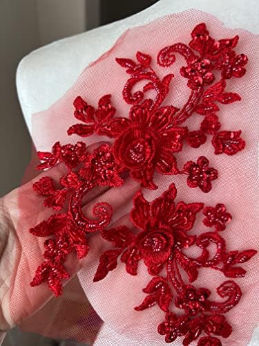 PEPPERLONELY 1 Pár 3D-s Gyöngyös Csipke Flitterekkel Virág Varrni Hímzett Csipke Rátét Esküvői Ruha, menyasszonyi Fejdísz Dísze