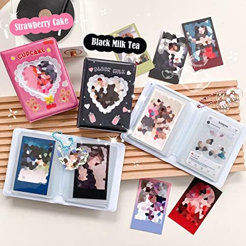 3 Inch Kpop fénykép kártya Birtokosa Könyv, Mini fotó kártyát, Binder 40 Zsebbel, Aranyos Fotó Album, a Szerelmes Szív Üres,