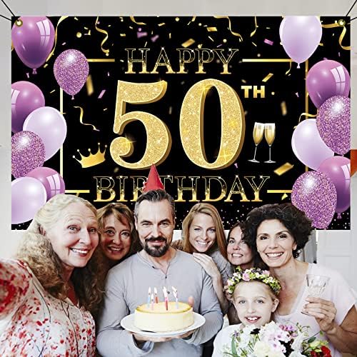 Boldog 50-ik Születésnapját Udvaron Banner, Boldog, hogy az 50-es Szülinapi Banner Díszek a Nők/Férfiak, Nagy, 50 Születésnapi Háttérben,