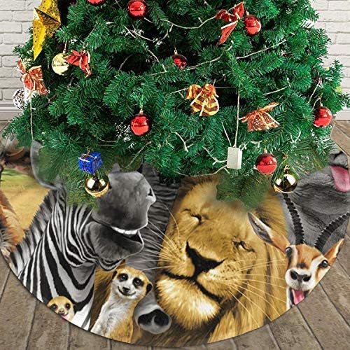 LVeShop Afrikai Szafari Állatok Önarckép Karácsonyfa Szoknya Luxus Kerek Beltéri Kültéri Lábtörlő Rusztikus Karácsonyfa Ünnepi