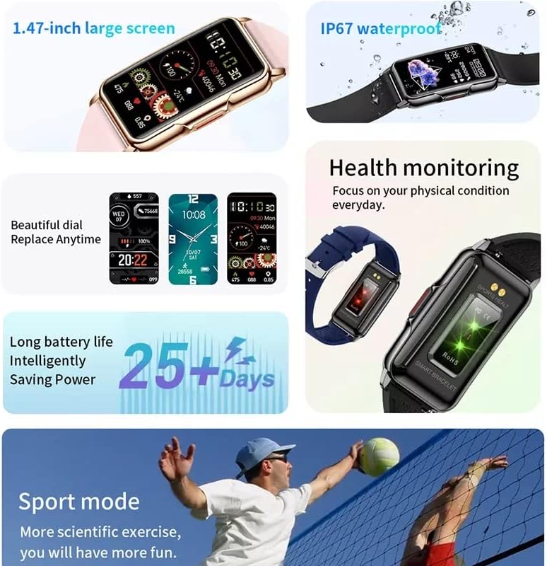 2023 Új Sport Intelligens Karóra Férfi Nő 1.47-es Full Touch Fitness Tracker IP67 Vízálló Smartwatch a Huawei Xiaomi Phone