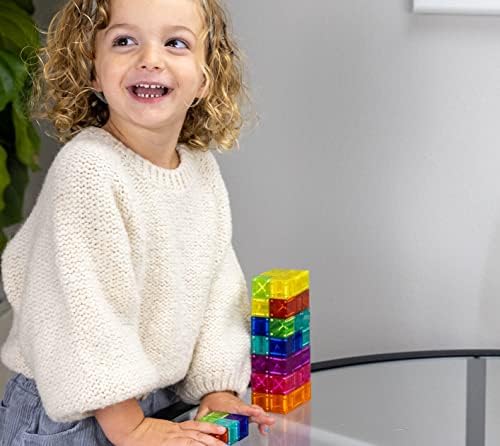 BrainSpark Áttetsző Jegyű Blokkok, Mágneses építőkövei, Montessori Tiszta Mágnes Kocka, a Fiúk, a Lányok, 48 Db