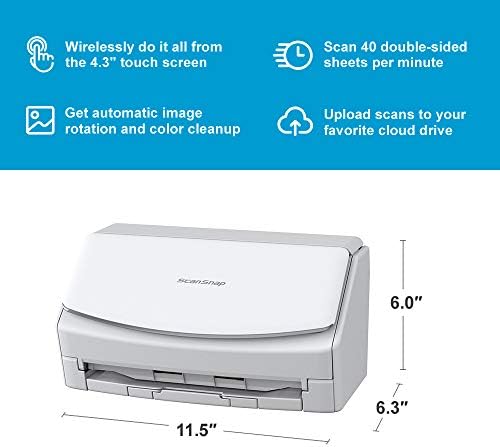 Fujitsu ScanSnap iX1600 Vezeték nélküli vagy USB nagysebességű Felhő Engedélyezve Dokumentum, Fotó & Átvétel Szkenner, Nagy Érintőképernyő,