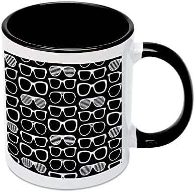Napszemüveg Kerámia Bögre, Kreatív Fekete Belső Csésze Tartós Kezelni Bögre Egyedi Ajándékok