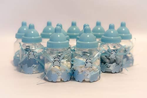 Mini Baba Üveg, Műanyag, Kék cumisüveg, Baby Shower Szívességet, Fiú Üveg Szívességet, Baba Zuhany Dekoráció, Baba Megszórjuk (a doboz tartalma