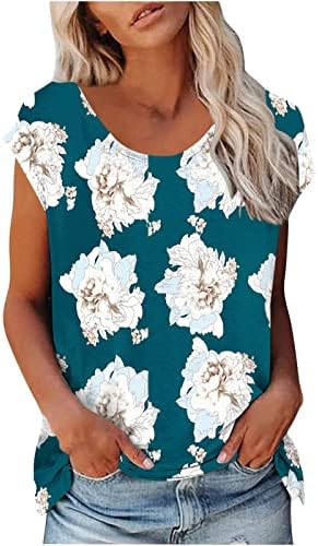 Nyári Pólók Női Kerek Nyak Cap Ujjú Tunika Maximum Virágos Nyomtatás póló, Alkalmi Trendi Blúz Flowy Laza Pólók